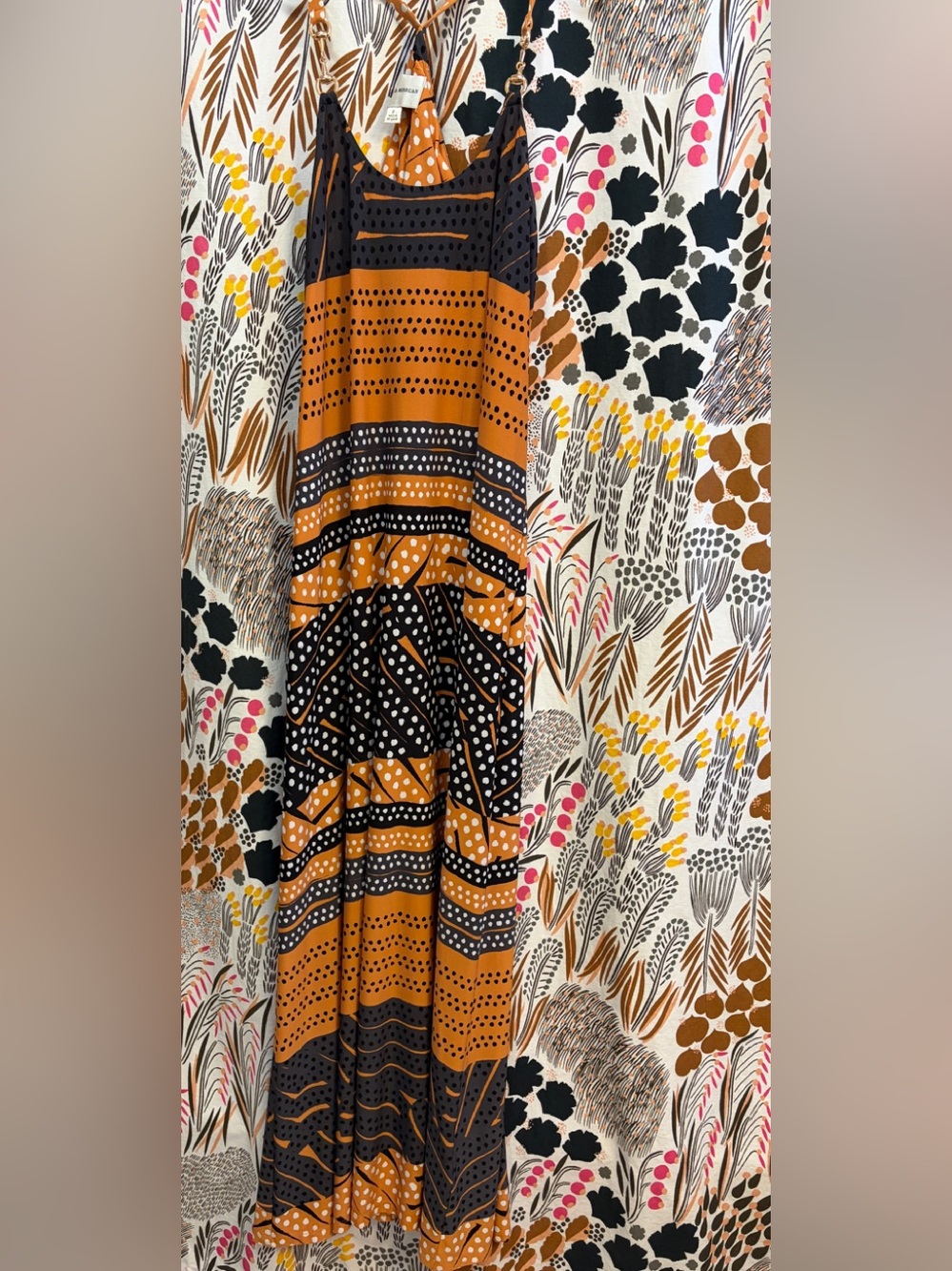 Donna Morgan Rust & Black Mixed Print Maxi Skirt